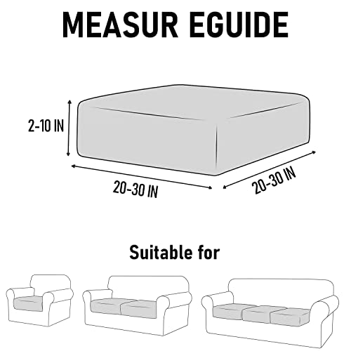 Qiden Velvet Stretch Couch Cushion Covers L Shape Separate Cushion Couch Chaise Cover Elastic Furniture Protector For Both Left/Right Sectional Couch-Stone Blue-3 Single Seat #TOP2