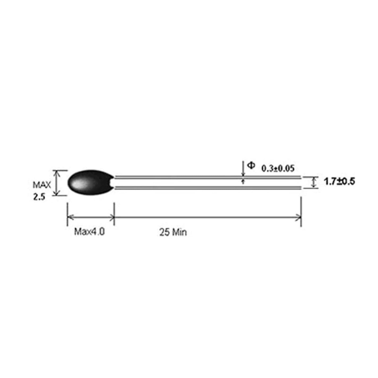 thermistor, 100 pièces de thermistance NTC MF52AT petite 1k 2k 3k 4,7k 5k(100K)