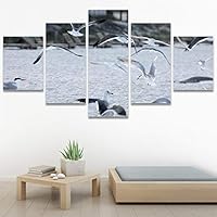 SIGNWIN 5 Panel Canvas Wall Art Birds Closeup Multicolor Photography Realism Relax/Calm Romantics for Home Decorations Ready to Hang - 60