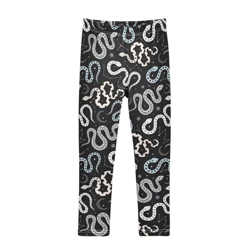 CaTaKu Girls Leggings Boho Snakes Stars Leggings for Girls Kids Athletic Workout Yoga Pants Size 4-10T