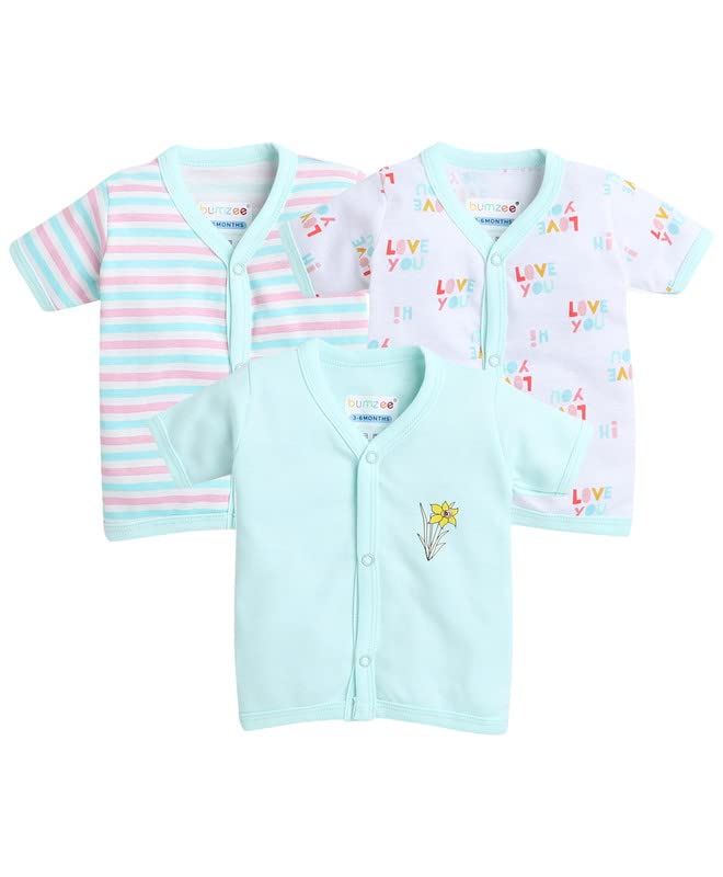 BUMZEEBaby Girls Half Sleeves Front Open Jablas Pack of 3