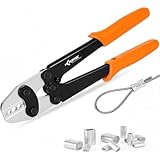 KF CPTEC ワイヤーロープ圧着工具 1/16"-3/16"(1.58–5.0mm)、アルミスリーブ・ループスリーブ用フェルール圧着ペンチ、手すり・フィッシング向けヘビーデューティー圧着工具