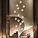GINSENGLUX 14 Lights Nickel Staircase Chandelier for High Ceiling, Dimmable Modern Crystal Raindrop Large Long Hanging Pendant Light for Stairwell Living Room Stair Foyer, Bulbs Included