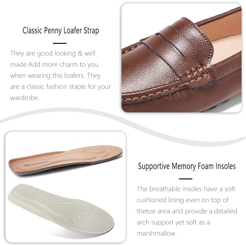 BEAUSEEN Coffee Leather Loafers