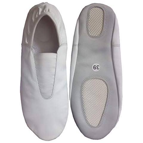 Gymnastic/Training/Yoga/Trampoline/Dance Shoes/Workout Shoes Soft Sole Leather for Girls, Women, Children's and Adult's Sizes White (Numeric_6) Cover