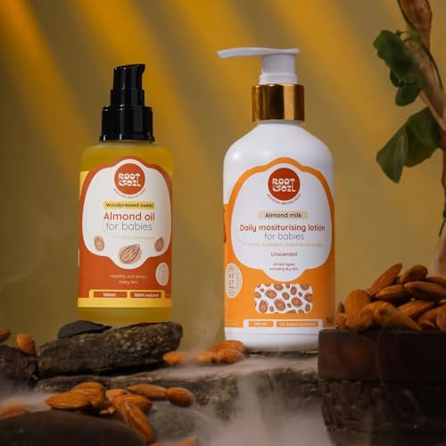 ROOT and SOIL – Nourish Combo | Woodpressed Kashmiri Mamra Sweet Almond Baby Oil 100ml + Almond Milk Baby Moisturizing Lotion 210ml | Newborn Baby Massage Oil & Daily Baby Body Lotion-image-21