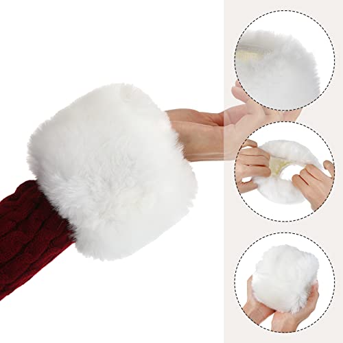 SATINIOR Women's Winter Faux Fur Fuzzy Wrist Cuffs Warmers and Boot Cuffs Knitting Fluffy Leg Warmers for Women Girls4