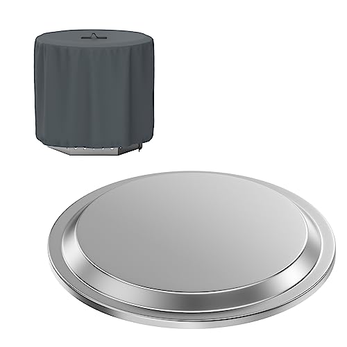 Fire Pit Lid with 600D Oxford Fabric Fire Pit Cover for Solo Stove Yukon 27 Fire Pit Stainless Steel Portable Firt Pit Accessories for Outdoor Fireplace and Camping 27 Inch