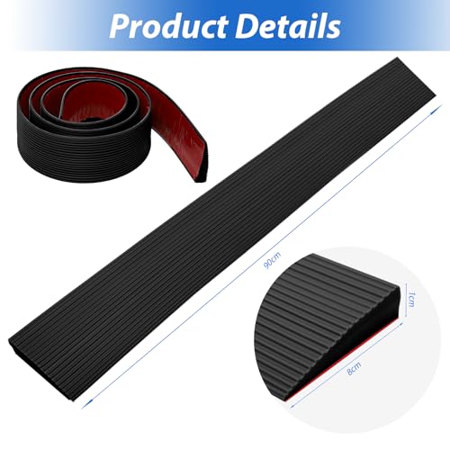 Türschwellenrampen, Schwellenrampe, PVC Rollstuhlrampe, rutschfeste Oberfläche, Gummirampe Auffahrrampe Schwellenrampe für Rollstuhl, Kinderwagen, Rollator oder e Scooter (Schwarz, 90X8X1CM)