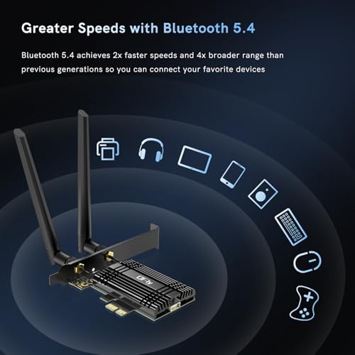 Image of QFly WiFi 7 Network Card 8774Mbps PCIe WiFi Card with Bluetooth 5.4, 802.11 BE200 Chipset, Tri-Bands(6GHz /5GHz /2.4GHz) Wireless Network Adapter for PC, Support Windows 11 /10(64 bit)