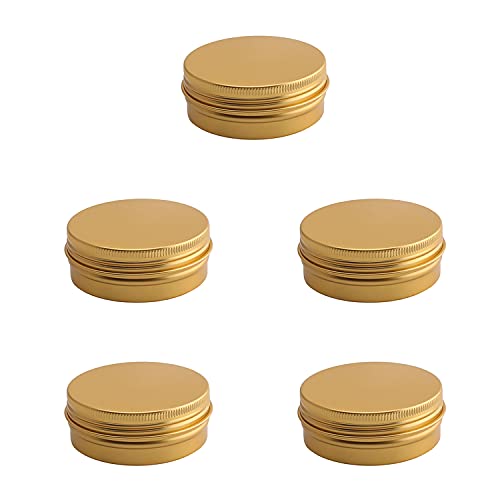 Image of Othmro 10pcs 2oz Metal Round Tins Aluminum Tin Cans Containers with Screw Lid, 68*25mm(DxH) Gold tin cans for Salve, Spices, Lip Balm, Tea or Candies 60ml