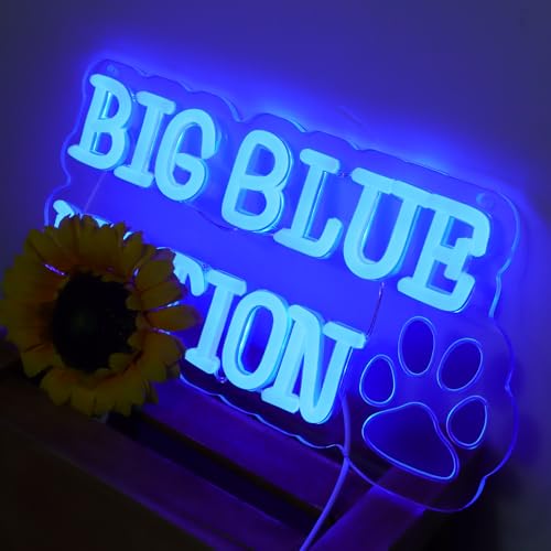 Image of Blue Paw Print Sports Neon Sign Wall Decor for Man Cave Game Room