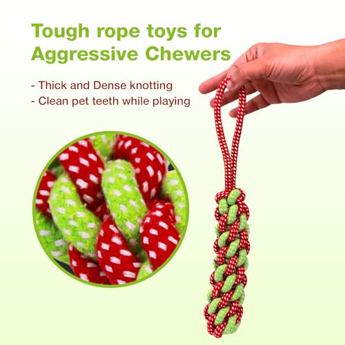 Image of Cotton Dummy Rope Toy for Dogs and Pets |Tug of War Dog Toy Teeth Cleaning Gum Massage Toy |Dog Rope Toys for Small Large Dogs |Rope for Dogs and Puppies (Red)