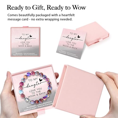 Gift for Daughter, Natural Stone Bracelet for Girls Sister Niece, Christmas Birthday Gifts for Daughter Granddaughter, Imperial Jasper Bracelet from Mom And Dad2