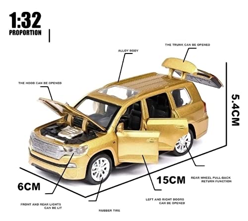 Image of DEUSON ECOM Die Cast Metal Toy Car Cruiser 1:32 Scale Vehicle Toys for Kids Sound and Light Pull Back, Pack of 1, Multicolor