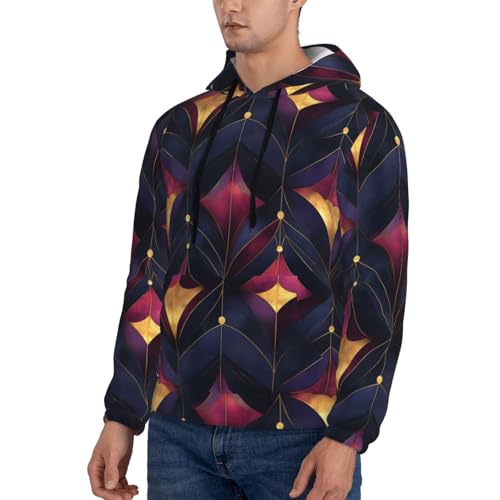 Hoodies For Men - Purple And Gold Pattern Print Long Sleeve Casual Men'S Hoodies & Sweatshirts Pullover With Pocket3