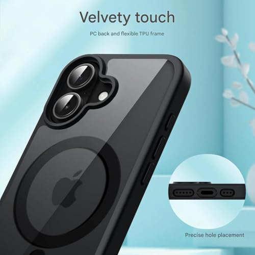 Image of SBMS Compatible iPhone 17 Case,(Compatible with MagSafe) Non Yellow Military-Grade Drop Protection & Hard PC Back Cover Slim Transparent Anti-Scratch Shockproof Phone Case - Black