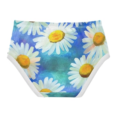 Toddlers Underwear Floral 2t Cotton Little Girl Panties Bright Undies Kids Briefs White Daisies Yellow Blue Painted2