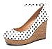 YODEKS Women's Wedge High Heels Ankle Strap Mary Jane Pumps Platform Heel Round Toe Cork Heeled Shoes Black Polkadot US10