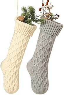 FAYBOX BRIDAL Cable Knitted Christmas Stockings Xmas Home Decoration 46cm