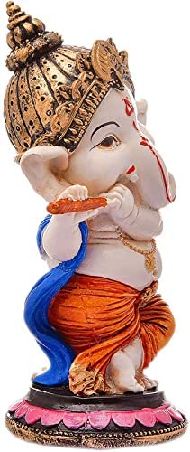 Image of DCreation StoreHandcrafted Resine Little Ganesh Sculpture | Showpiece for Home & Office Decor(Flute Ganesha)