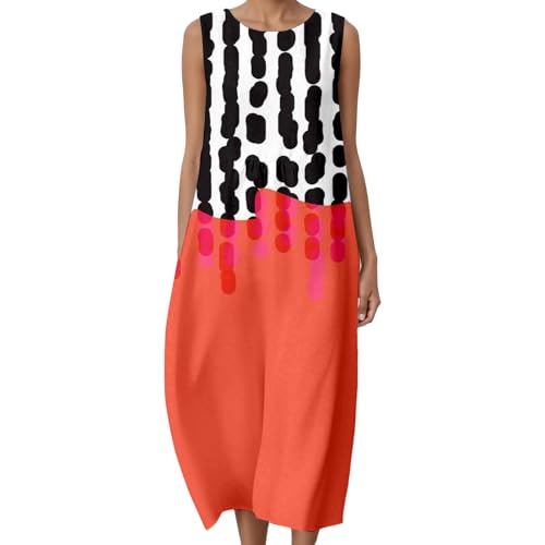 Robe longue sans manches et imprimée chic, coupe ample et confortable pour femme tendance
