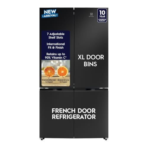 Image of Electrolux 547L 4 Door Side by Side Refrigerator, Bottom Mount Freezer, GreenZone, QuickFreeze, XL Door Bins, Cooling360, Inverter, French Door, UltimateTaste 600, EQE5400D-B, Charcoal Black