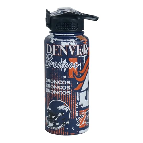 Proformance Home NFL Denver Broncos ProPress Homefield Mashup 32oz Stainless Steel Water Bottle Press Top Lid