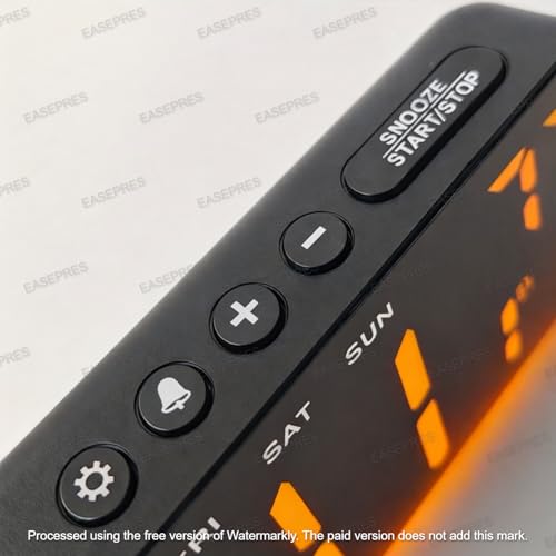 Image of EASEPRES Digital Wall & Table Clock, RGB Bottom Light, Type-C Charging, Dual Alarm, Date, Day & Temperature Display, 12 /24 Hour Format, for Bedroom, Table, Home,Office (Orange, 10 inch)