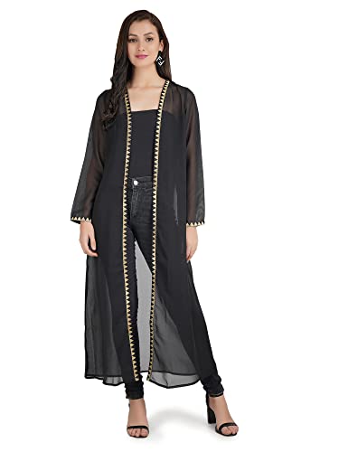 Image of Women's Black Shrug with Golden Border