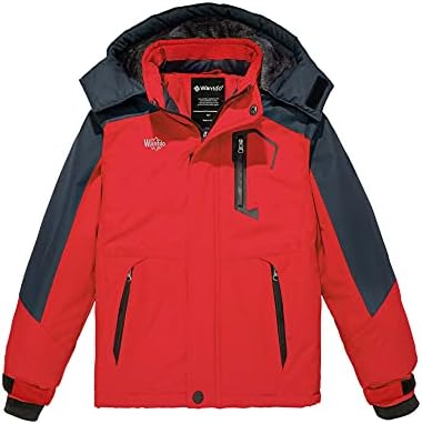 Wantdo Little Boys' Waterproof Winter Snow Jacket Outdoor Rain Coat Mountain Hiking Red 8