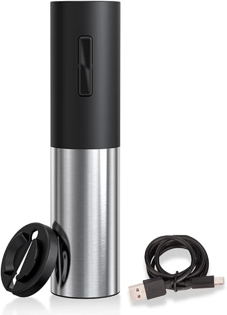 CIRCLE JOY Electric Wine Opener, Rechargeable Wine Bottle Opener, Wine Opener Gift, Automatic Corkscrew Set, Electronic Wine Opener, Black Sliver