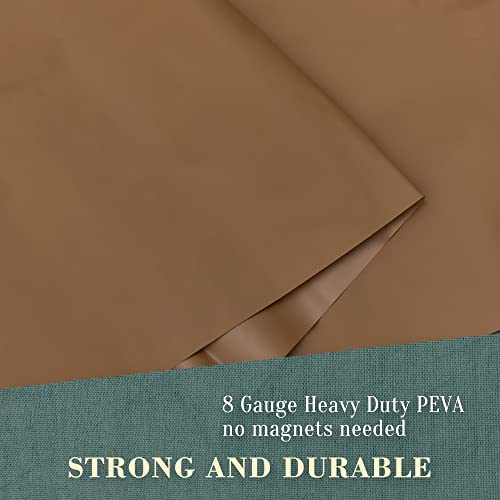 Image of No Hook PEVA Shower Curtain or Liner - 8G Heavy Duty Brown Bathroom Shower Curtain No Hooks Required, Waterproof Plastic & PVC Free, Standard Size 71 x 74, Brown