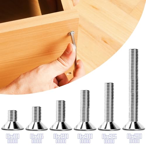 20 Stk senkkopfschrauben edelstahl M8X30mm Innensechskant M8 edelstahlschrauben DIN 7991/ISO 10642 Senkkopf Schrauben Steckdose Gewindeschrauben Senkschraube mit 2 Stk Sechskant Schrauberkopf (Silber)