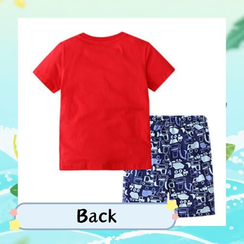 Image of Boy Shorts Sets Dinosaur Animal Print Shirt Summer Outfits Set 2pcs Casual Clothes