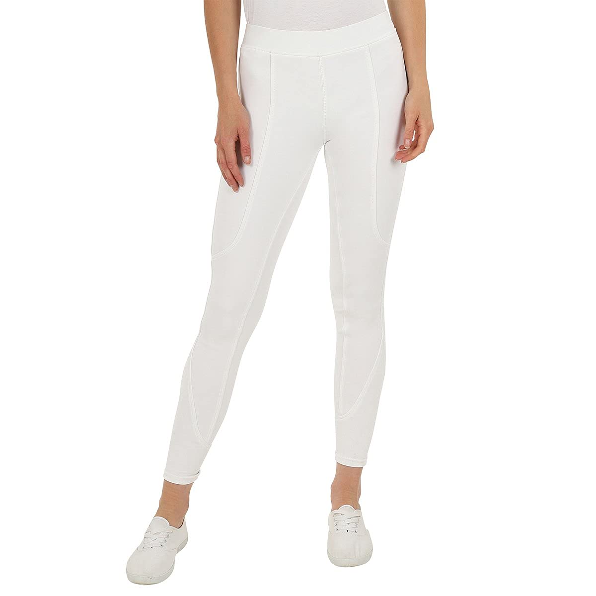 GS Equestrian Womens Silicone Horse Riding Tights (12, White)