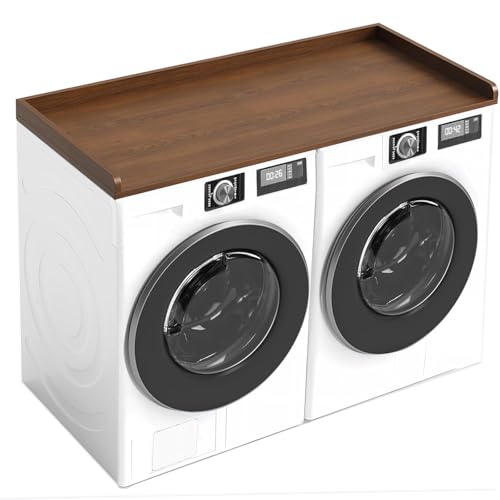 LARYICTU Washer Dryer Countertop, 54 x 27.5 in Wood Countertop with Non-Slip Pad, 2.75