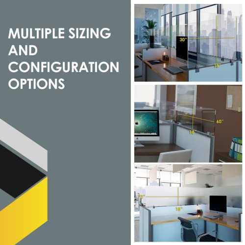 Obex 12" Frosted Acrylic Cubicle Mounted Privacy Panel With Small Brackets, Aluminum Frame, 12" X 72" #TOP5