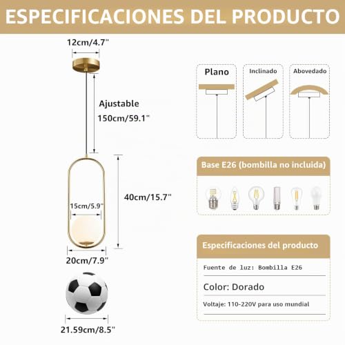 Lámpara de techo minimalista de una luz con globo de cristal para comedor moderno 2