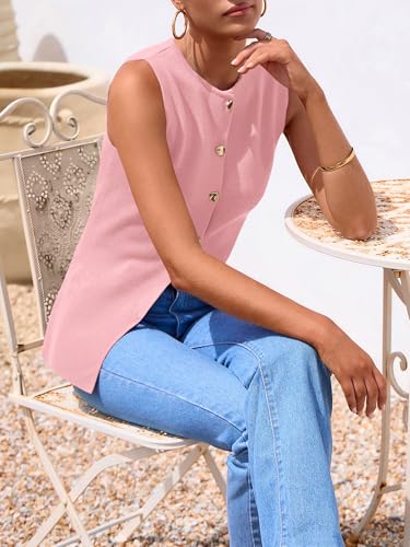 Image of PRETTYGARDEN Women's Sweater Vest Button Down Summer Tank Tops 2026 Sleeveless Knit Vests Fashion Business Casual Outfits