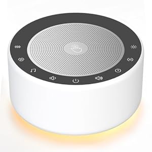 Kipcush White Noise Sound Machine with Nursery Lamp, Mood Lighting, 7 Colour Night Light, 30 Soothing Sounds for Baby/Adult. Timer, Plug in, Memory Function, Touch Control