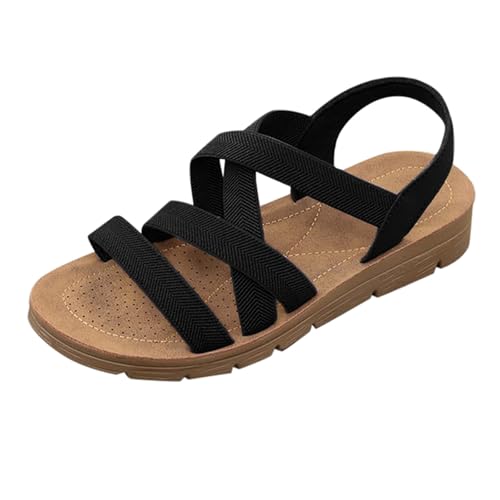 Sandales de marche femme élastiques et légères avec semelle plate souple bout ouvert