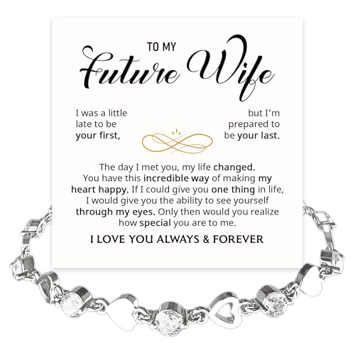 FLAGISTA To My Future Wife Bracelet Elegant Heart Crystal Bracelet Gift for Her Gift With Message Card.#4