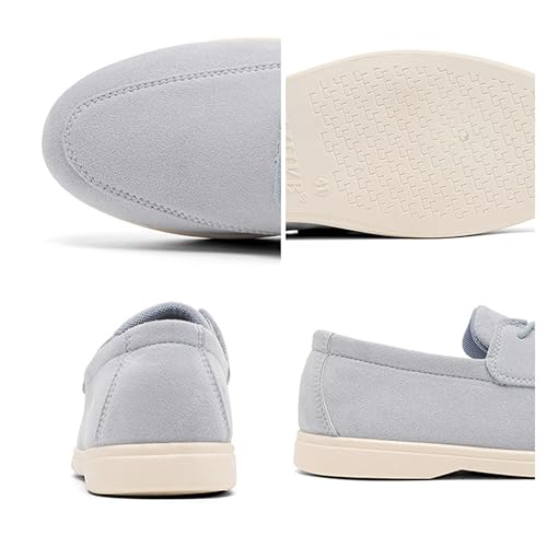 Men's Suede Low Heel Casual Oxford Shoes Fashion Round Toe Block Heel Soft Bottom Non-Slip Lace-up Loafers for Work, Driving, Business3
