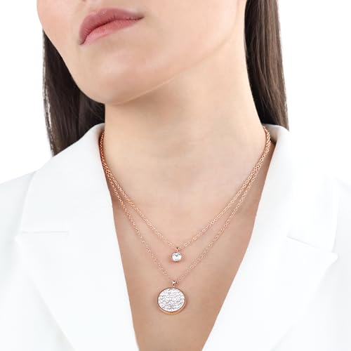 s.Oliver halsketting met hanger van roestvrij staal, met kristal, 40/45+3 cm, rosékleur, Geleverd in geschenkverpakking, 2020328 - Afbeelding 3