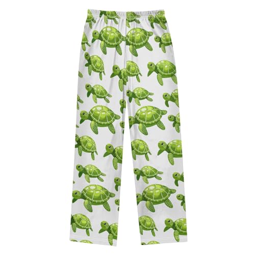 ALAZA Green Cartoon Turtle 3D Pajama Pants Long Sleep Pant Pajama Bottoms Elastic Waist with Pockets2