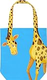 CurryFerry Sophie the Giraffe - Funny Giraffe Decor - Giraffe Gifts for Women - Reusable Canvas Tote Bag for Women - Book Tote - Green (Blue Giraffe)