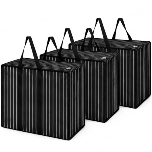 Image of Multipurpose Extra Large Big Heavy Duty Storage Organizer Canvas Bag Reusable Canvas Shopper Bag With Strong Handle (Pack of 3)