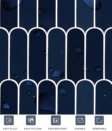 Image of Scala Bleucoin Peel and Stick Tile Stickers Vinyl Self-Adhesive Backsplash for Kitchen & Bathroom Easy DIY Home Decor Water-Resistant & Tile Decals Pack of 24 Pcs (Blue, 4 inch x 4 inch Inches)