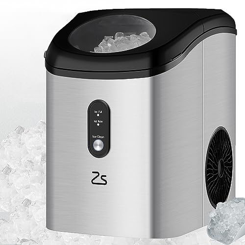 Countertop Nugget Ice Maker, Nugget Countertop Ice Maker with Bullet Ice, 26Lbs/Day Ice Makers, One-Click Operation Self-Cleaning Ice Machine for Home, Office, Kitchen, Party, RV